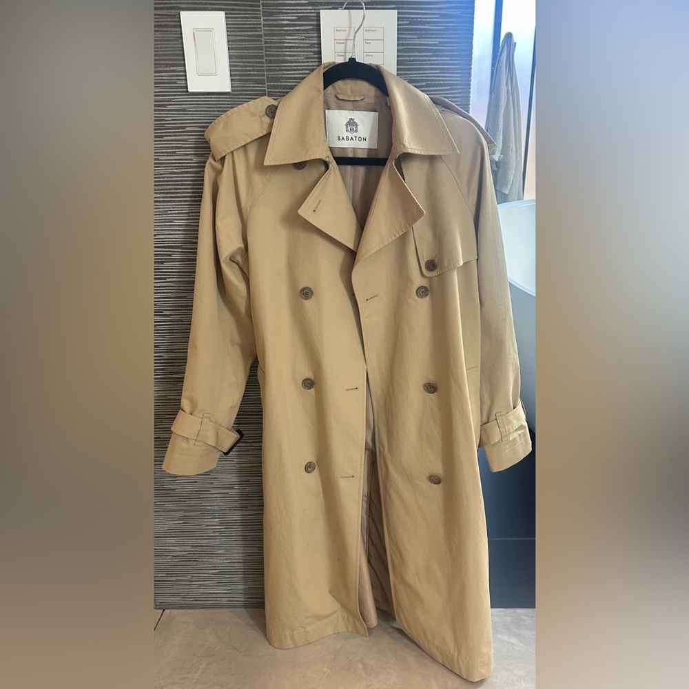 Babaton Beige Double-Breasted (Finch) Trench Coat